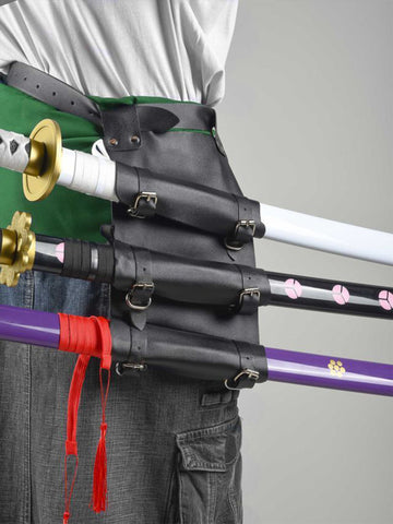 Triple Katana Holder Leather Belt | Samurai Sword Waist Holster | Adjustable Cosplay Accessory