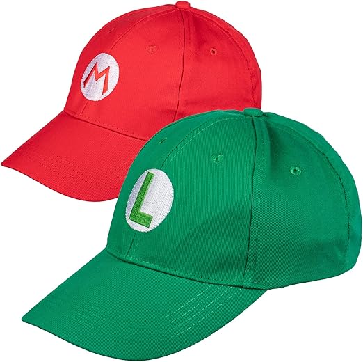 2PCS Super Mario Bros Luigi ADULT Hat Cap Costume cosplay Halloween hat baseball cap