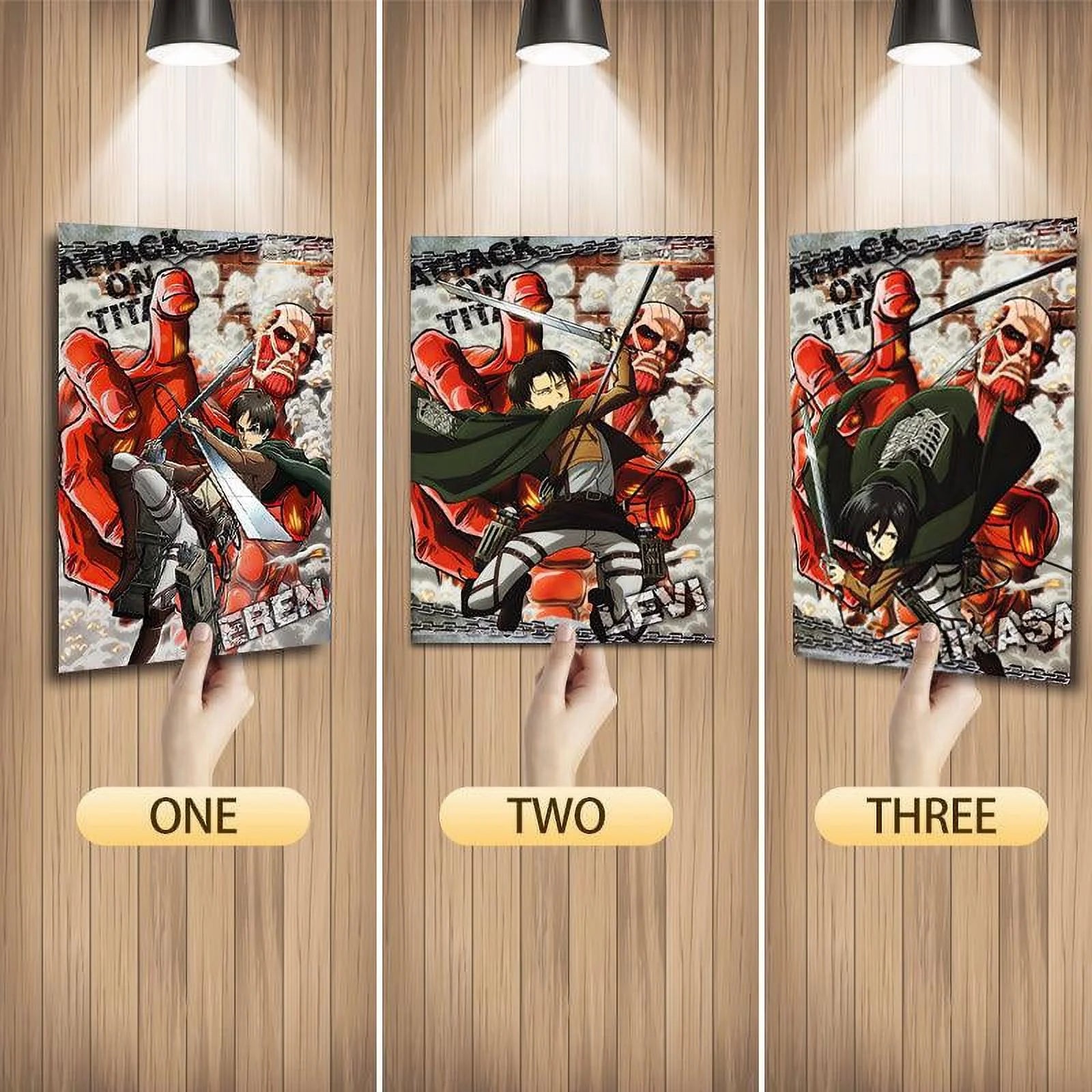 Attack on Titan Eren Mikasa Levi·Ackerman 3d |Anime Poster | 40x30Cms |