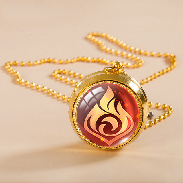 Genshin Impact | Pyro Element Design Spinning Top Pendant With Pocket Watch |