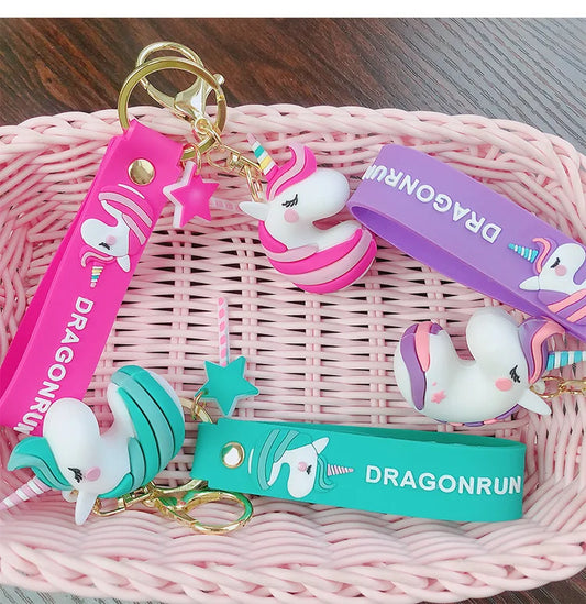 DragonRun B Blue Unicorn | 3D Lanyard Keychain | Silicone