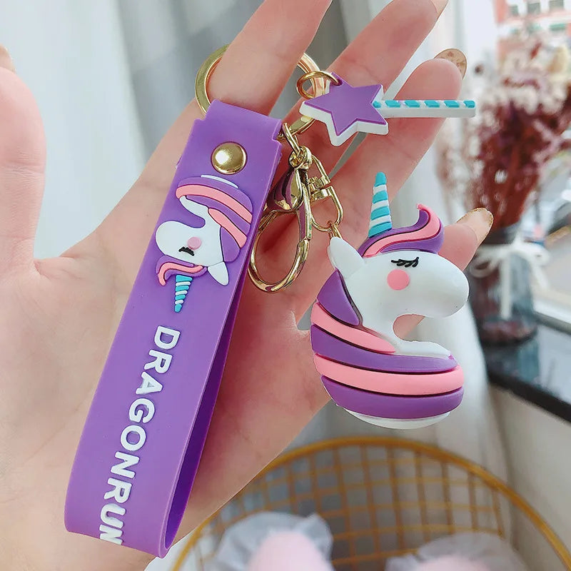 DragonRun B Purple Unicorn | 3D Lanyard Keychain | Silicone