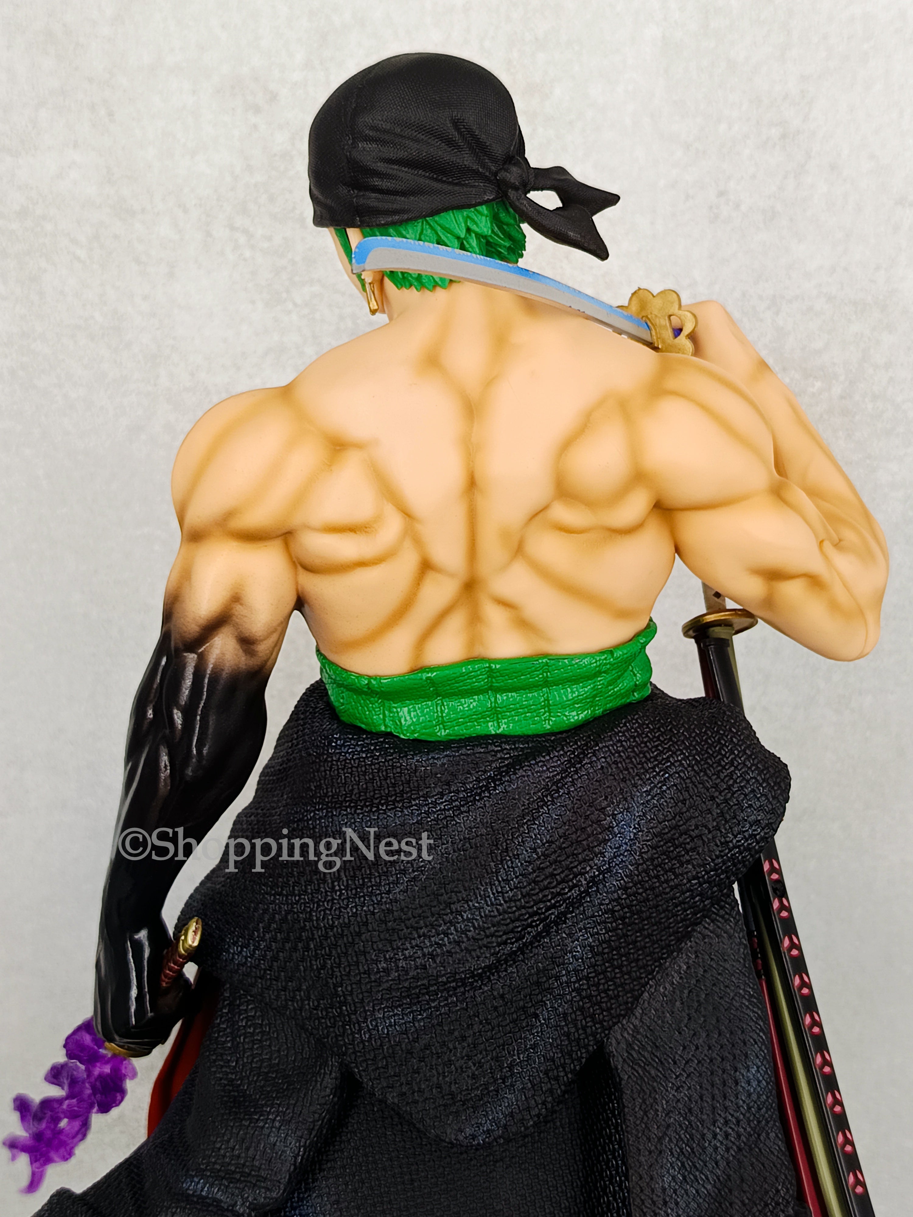 Grande Statue One Piece Roronoa Zoro 50cm PVC - Figurine Anime Avec Tête Interchangeable