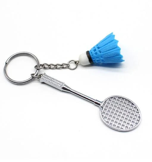 Stylish Metal Badminton Keychain BLUE