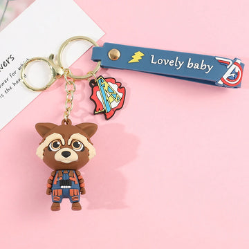 Gaurdians of the Galaxy Rocket Keychain | 3D Lanyard Keychain | Silicone | Marvels | Avengers |
