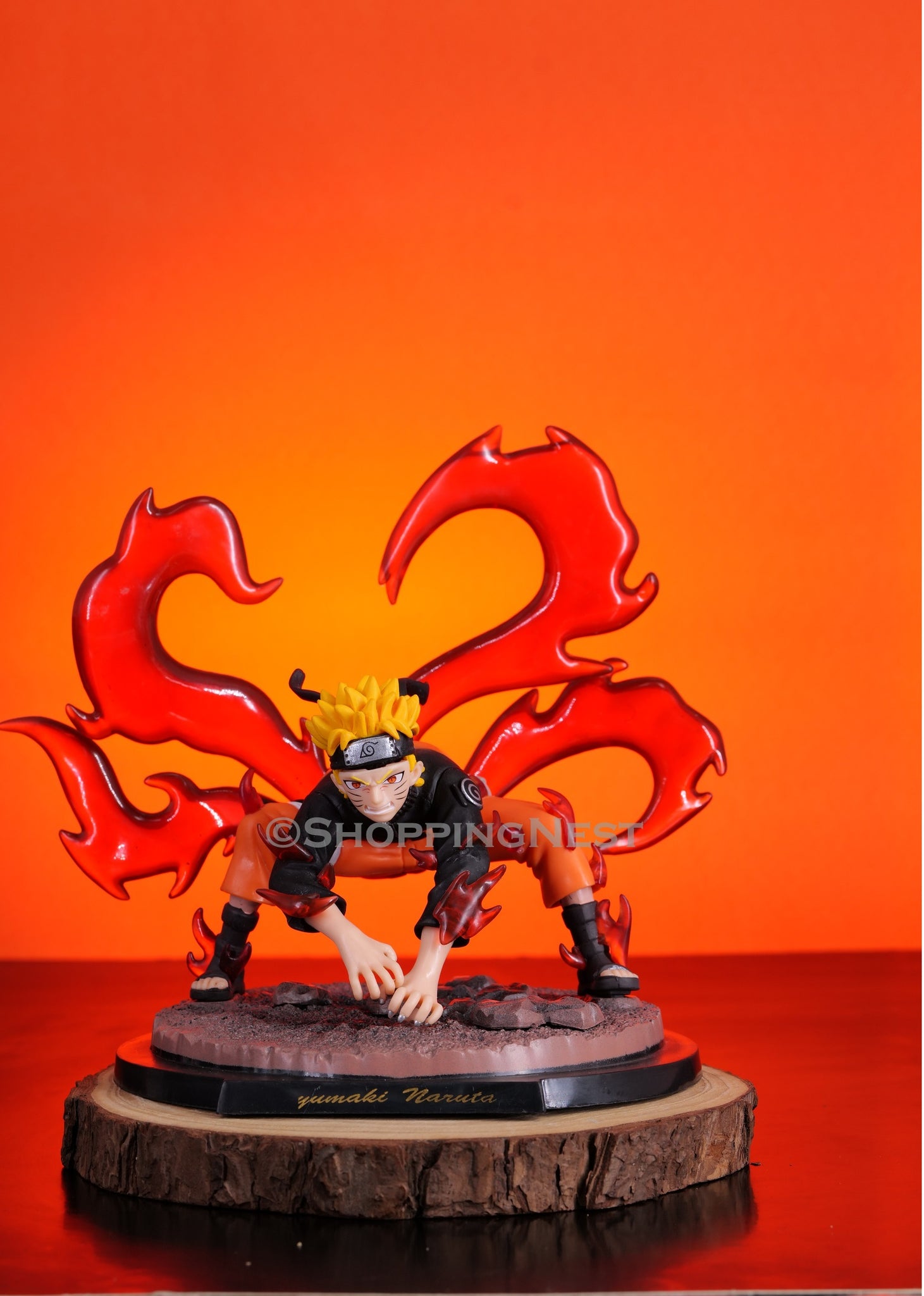 Naruto Anime Uzumaki Naruto Kyuubi Nine Tail Fox Battle Decoration PVC Action Figure | 19 Cms |