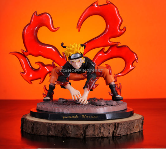 Naruto Anime Uzumaki Naruto Kyuubi Nine Tail Fox Battle Decoration PVC Action Figure | 19 Cms |