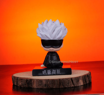 Jujutsu Kaisen Gojo Satoru Bobblehead With Mobile Holder For Cars | 14.5 CMS |