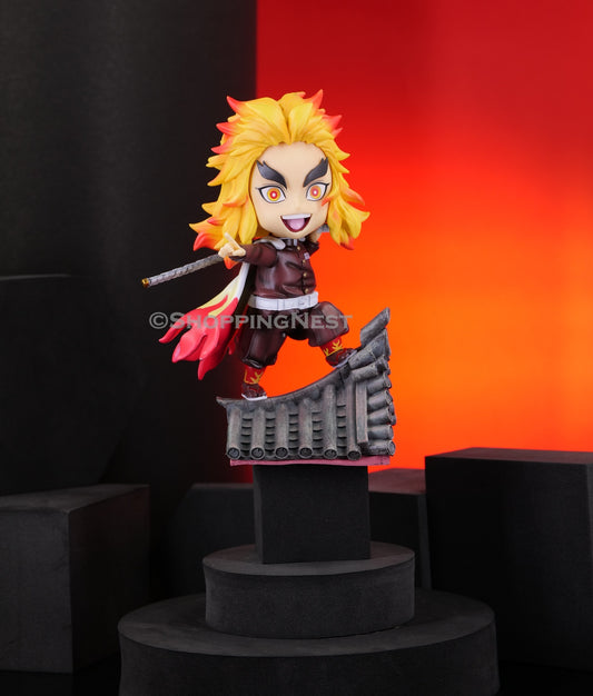 Demon Slayer | Rengoku Kyojuro on Roof Top Anime Action Figure | 18 Cms |