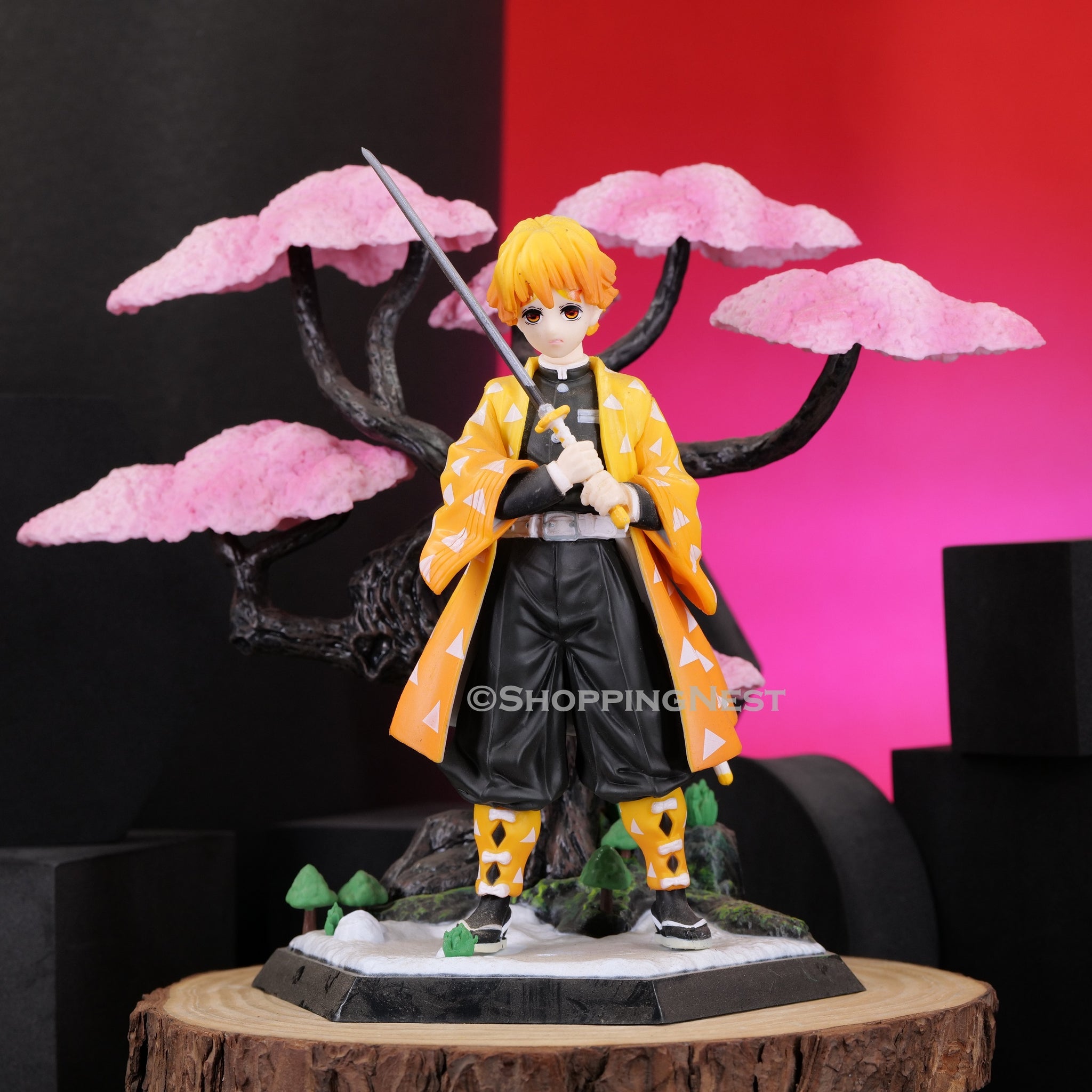 Demon Slayer Zenitsu Agatsuma Cherry Blossom Sakura Tree PVC Action Figure | 19 CMS |