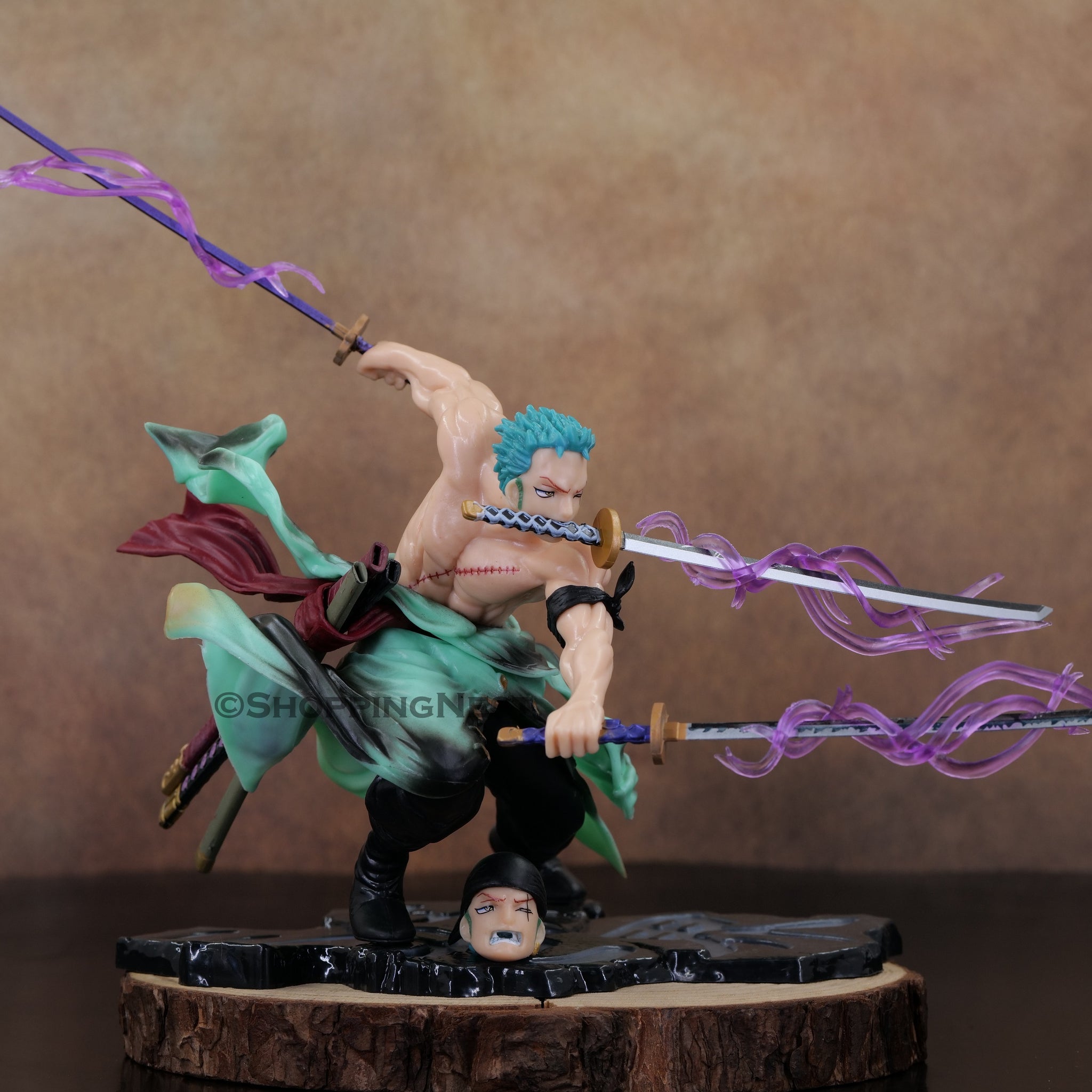 One Piece Anime Roronoa Zoro Combat Mode Anime Action Figure With 2 Heads | 15 Cms|