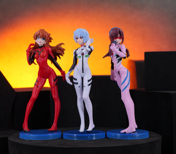 3PCS Evangelion Action Figures Set Driving Suit Makinami Mari Illustrious,Asuka Langley Soryu, Ayanami Rei Figure PVC Figure