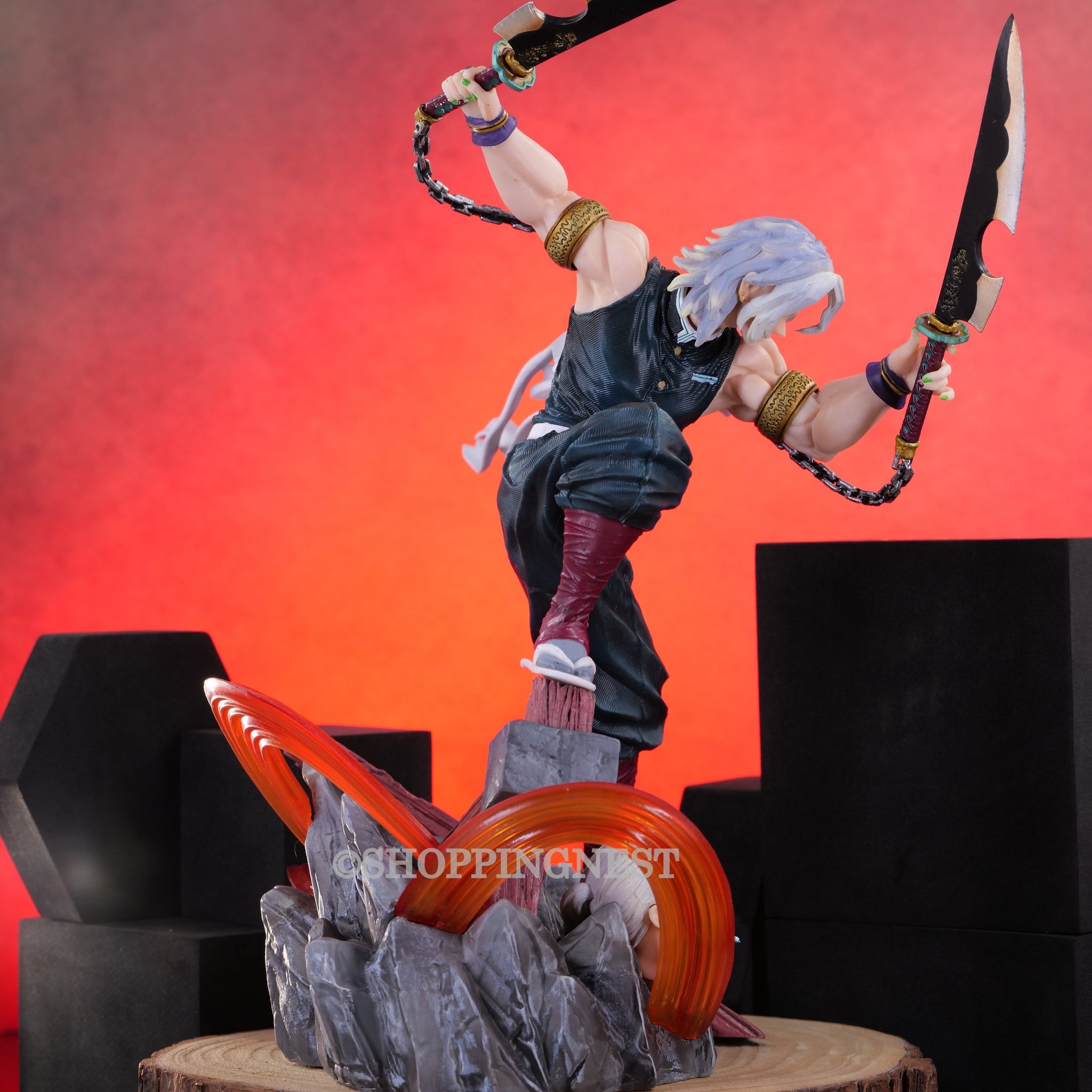 Demon Slayer Anime Tengen Uzui Attacking Mode 2 FACE PVC Action Figure | 27 CM |