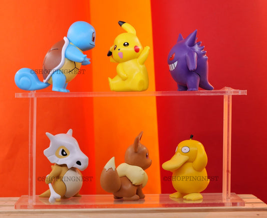 Pokemon | Set Of 6 Self Standing Anime Action Figures | Model C | 8-8.5 Cm |