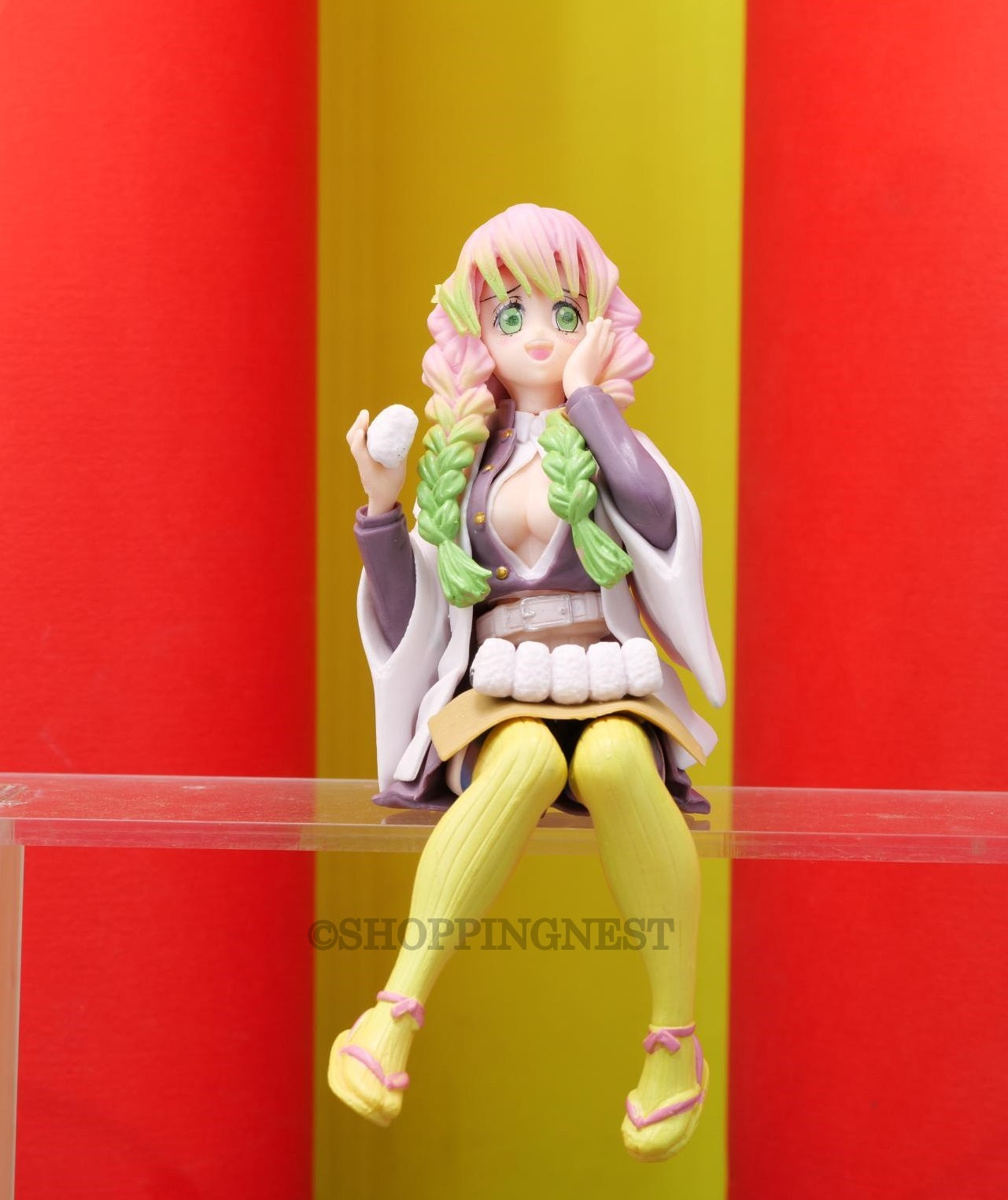 Demon Slayer Figure Mitsuri Kanroji Eating Rice Balls Anime Sitting Pose Character Action Figure | 15 CMS |