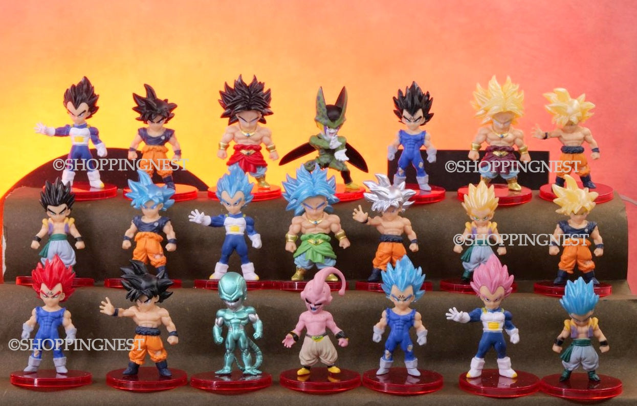 Dragon Ball Z | Set of 21 Action Figures | Super Goku Vegeta Broly Buu | 7-8 Cm |