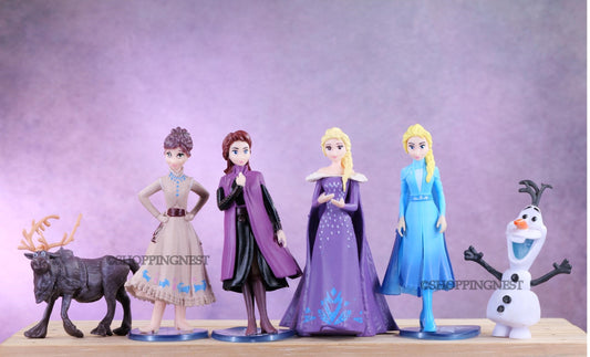 Elsa Anna Olaf Figure Action Figure Set of 6 Pcs Set Cake Topper Dolls Collectible Figurine Toys