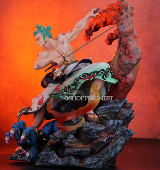 One Piece | Wano Kimono Roronoa Zoro Anime Action Figure | Battle Ghost Island | 40 Cms |