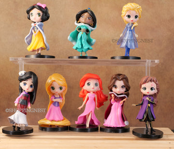 Princess Action Figure Set of 8 Pcs Snow White Sofia Cinderella Belle Jasmine Anna Mulan