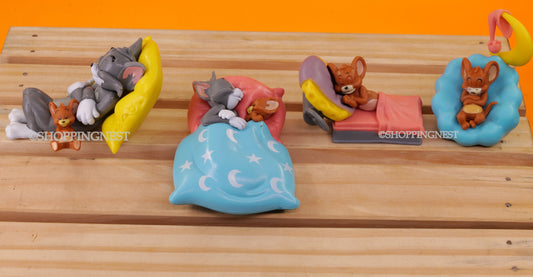 Cartoon Dreamy Tom Cat & Jerry Mouse Sleeping Quirk Set of 8 Figures Toy |