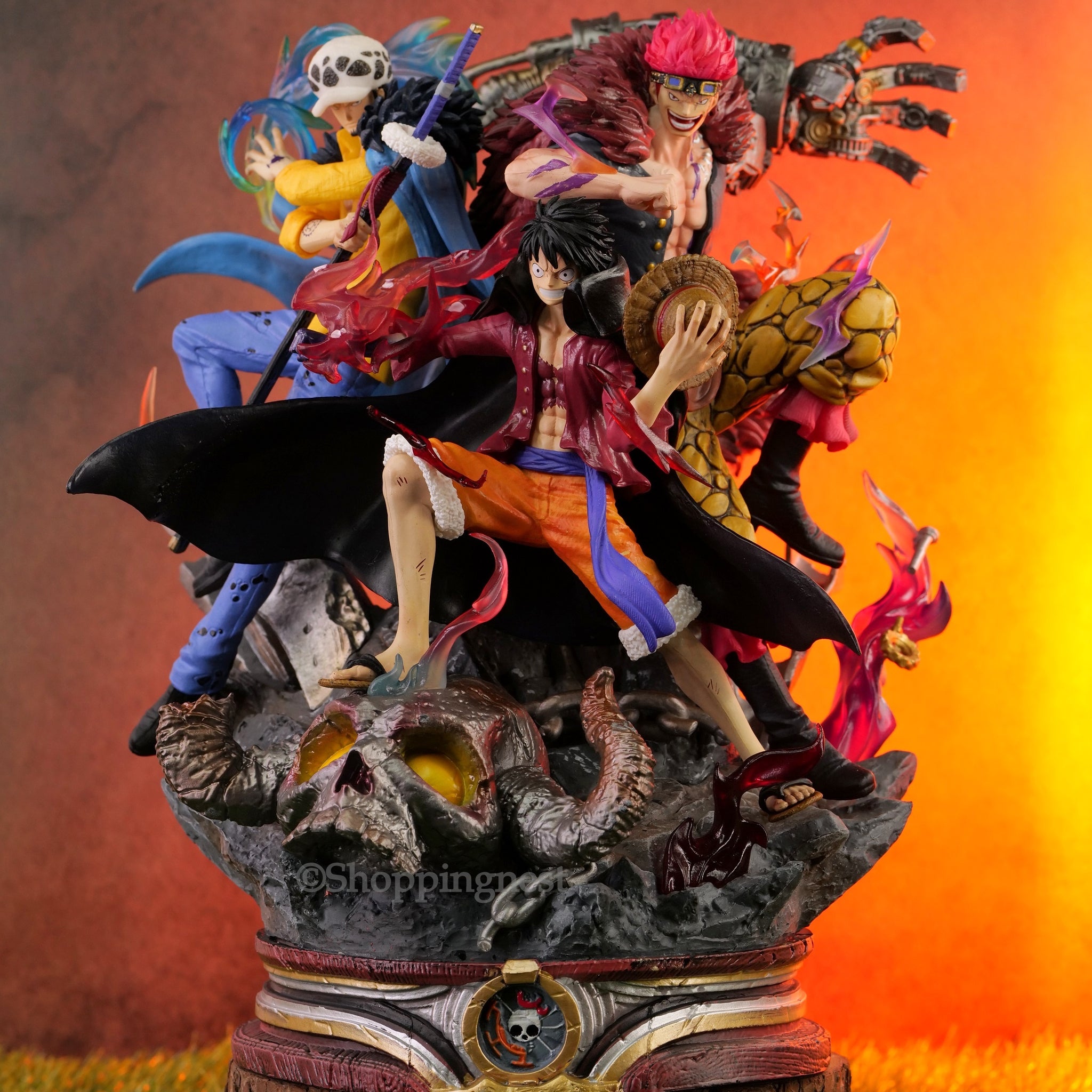 One Piece | Three Captains Luffy Trafalgar D. Water Law Eustass | Premium Anime Action Figure | 36 Cm |