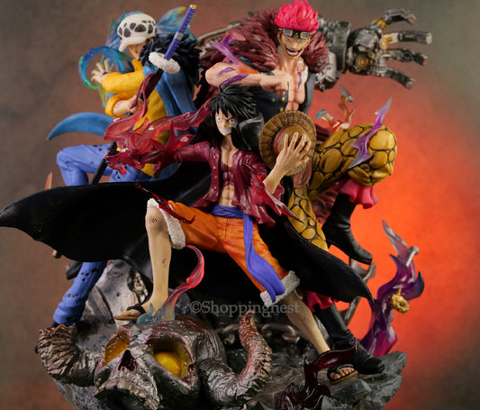 One Piece | Three Captains Luffy Trafalgar D. Water Law Eustass | Premium Anime Action Figure | 36 Cm |