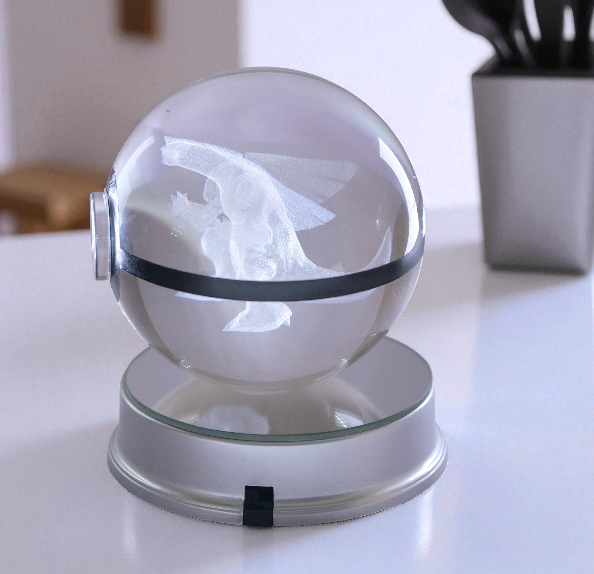 Palkia Pokémon Crystal Poké Ball 3D Laser Engraved Figurine | Color Changing LED Night Lamp |PVC| Collectible by ShoppingNest