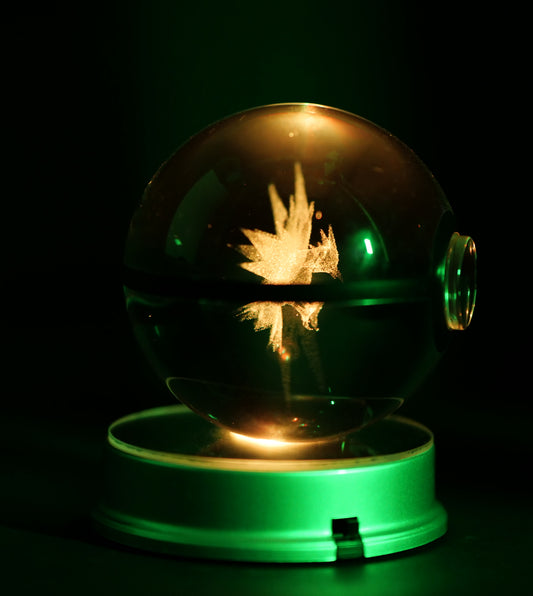 Zapdos Pokémon Crystal Poké Ball 3D with yellow light 