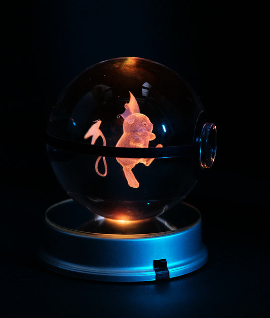Raichu Pokémon Crystal Poké Ball 3D with red colour 