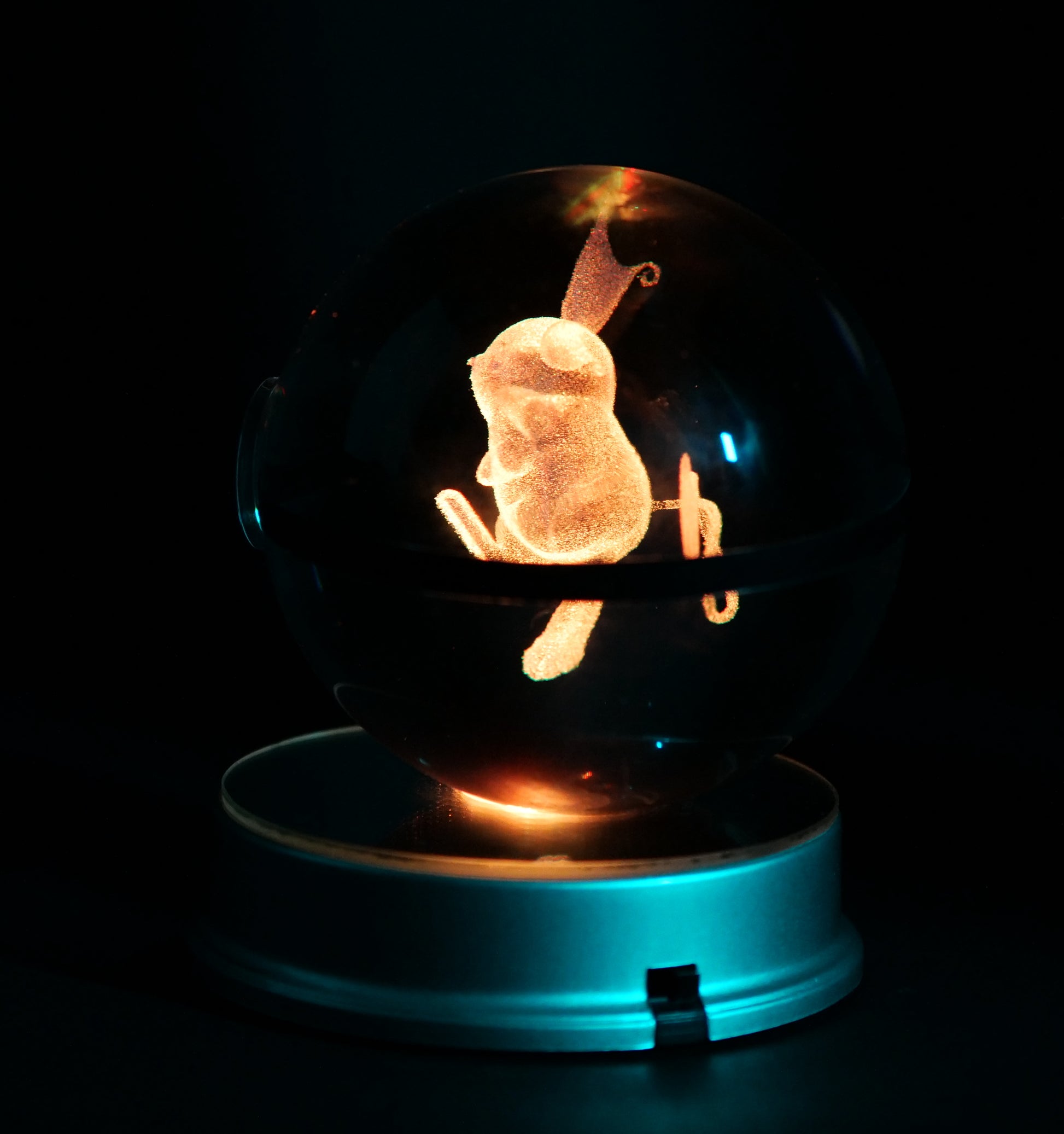 Raichu Pokémon Crystal Poké Ball 3D  on dark background