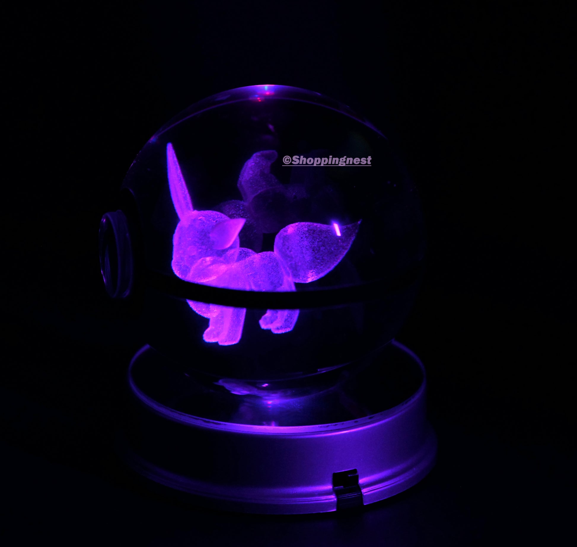 Eevee Crystal Poké Ball 3D with pink light 