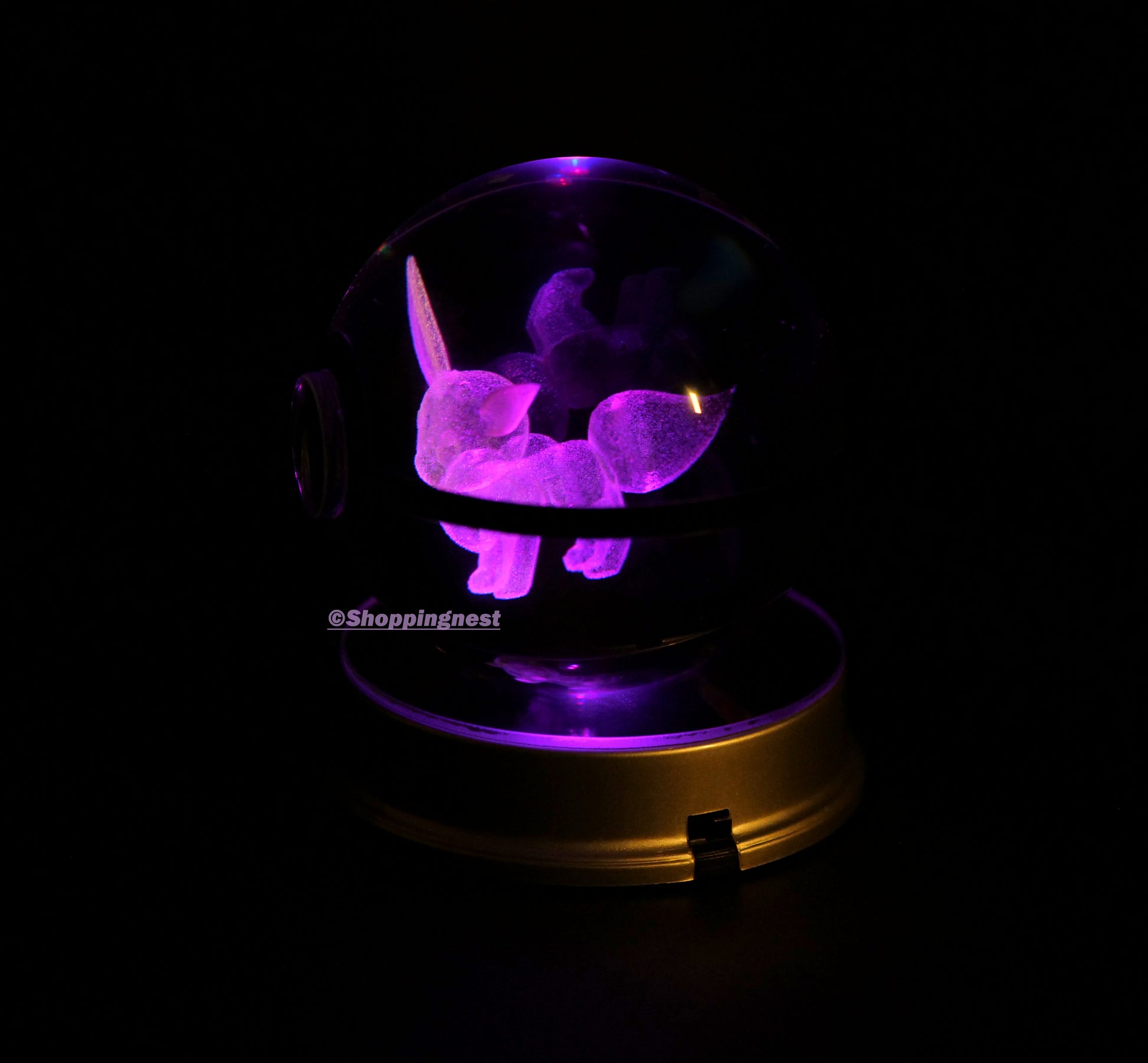 Eevee Crystal Poké Ball 3D with pink light 