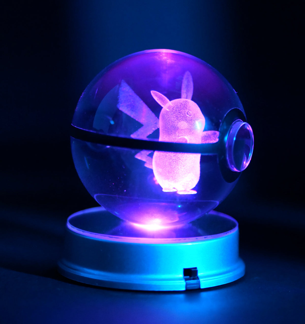 Pikachu Pokémon Crystal Poké Ball 3D Laser Engraved Figurine | Color C