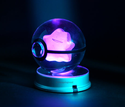 Ditto Crystal Poké Ball 3D  with pink light 