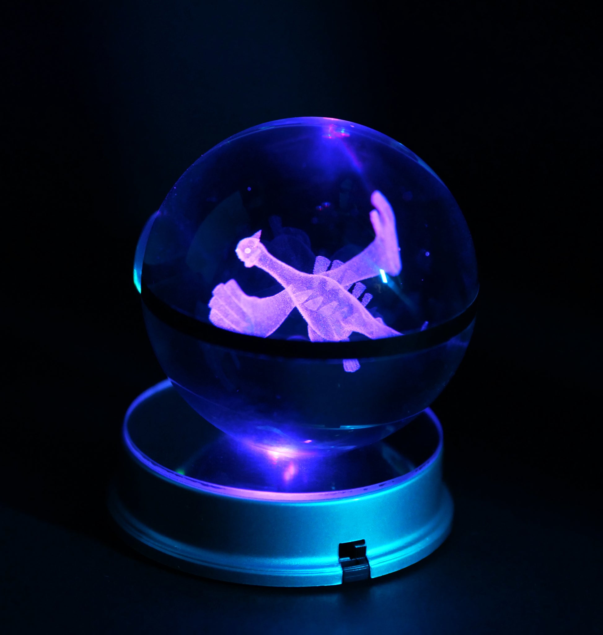 Lugia Crystal Poké Ball 3D with pink light and blue back light 