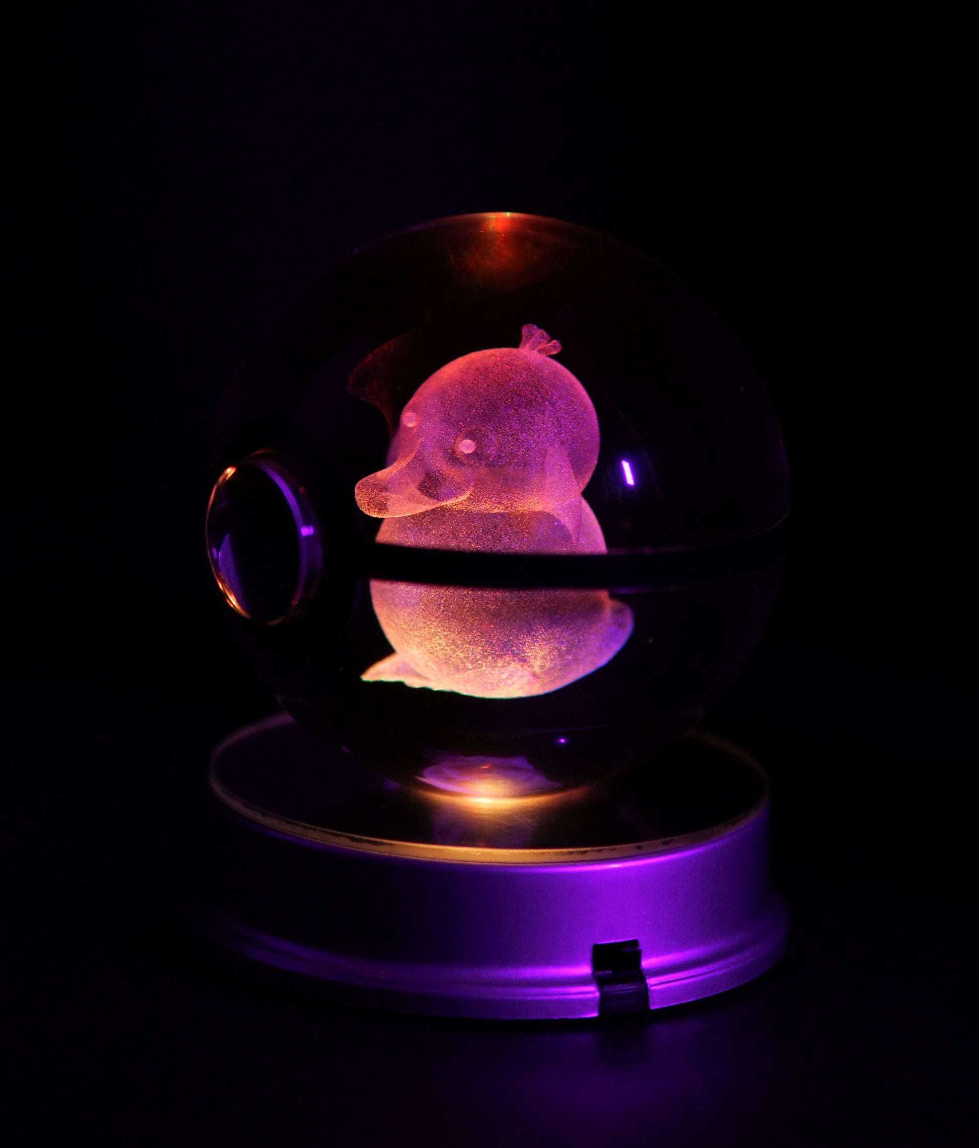 Psyduck Pokémon Crystal Poké Ball 3D  with pink clour light 