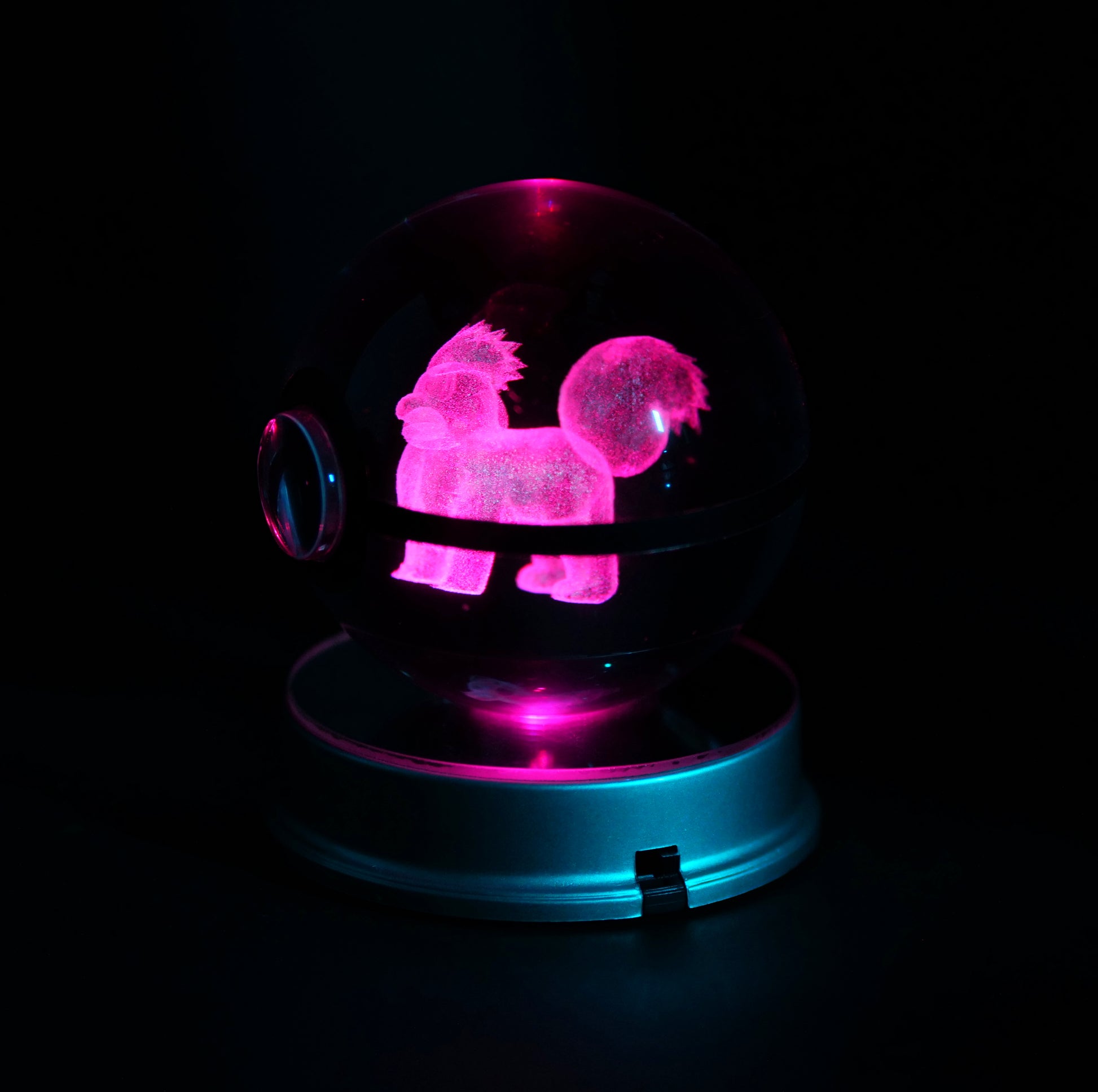  Growlithe Crystal Poké Ball  WITH DARK PINK LIGHT 