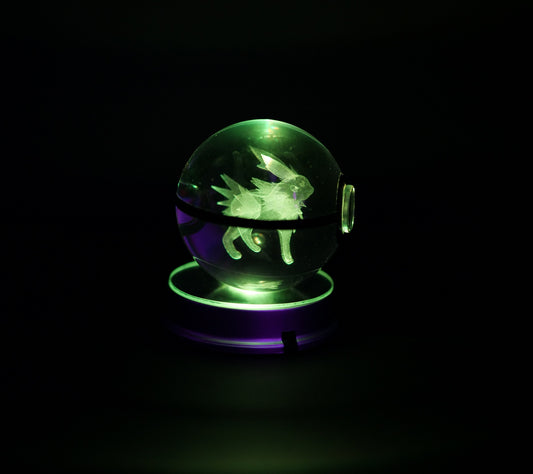 Jolteon Crystal Poké Ball 3D  WITH GREEN LIGHT 