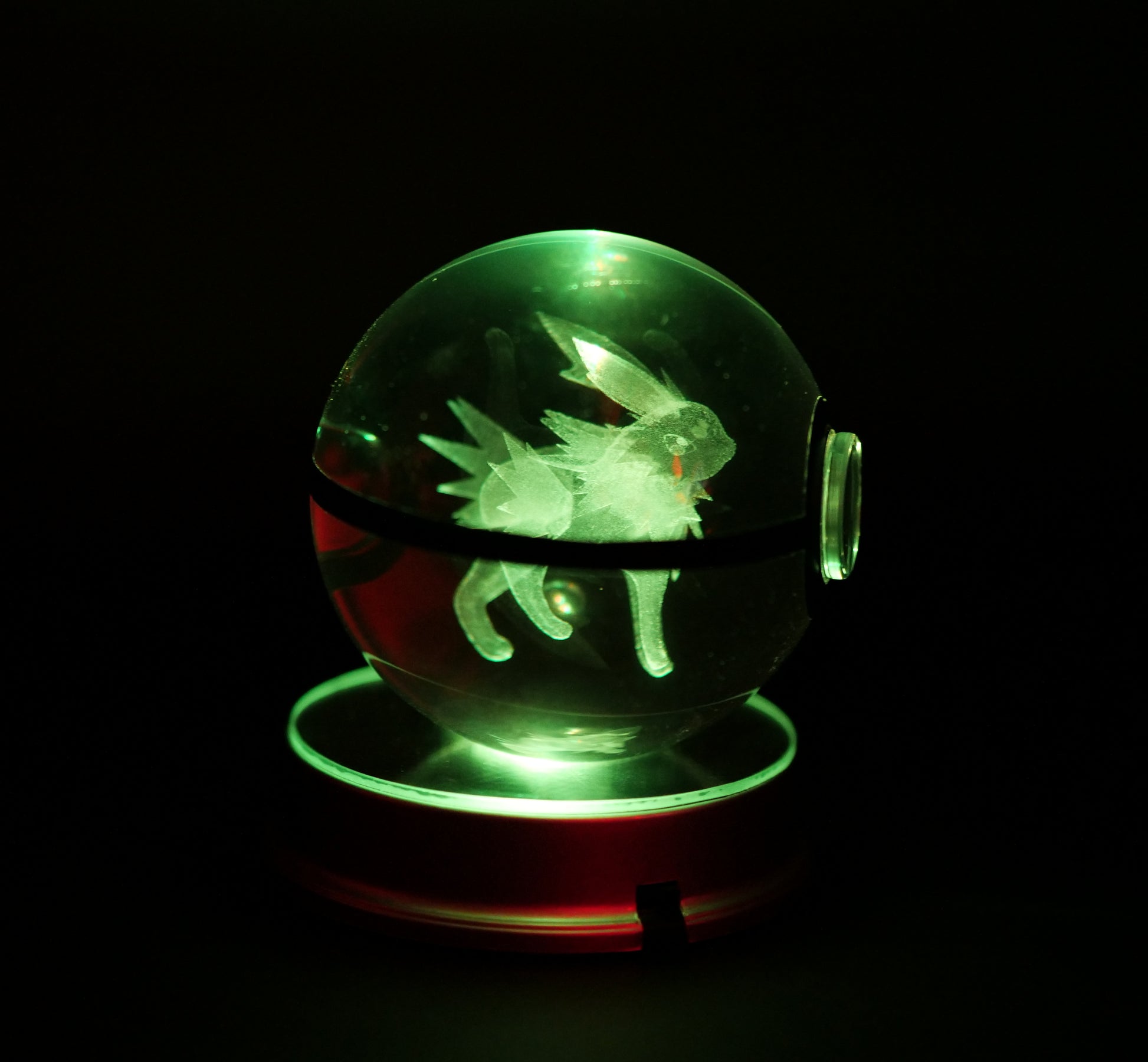  Jolteon Crystal Poké Ball 3D  WITH GREEN LIGHT 