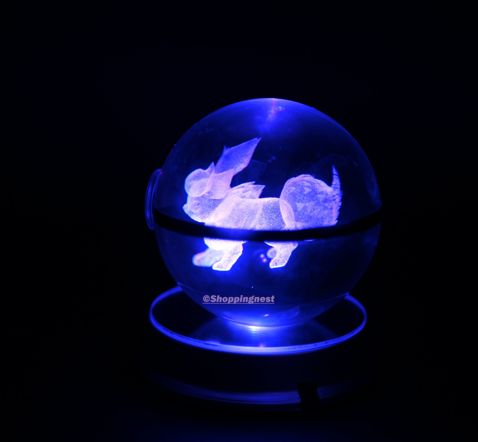 Flareon Crystal Poké Ball 3D with blue light 
