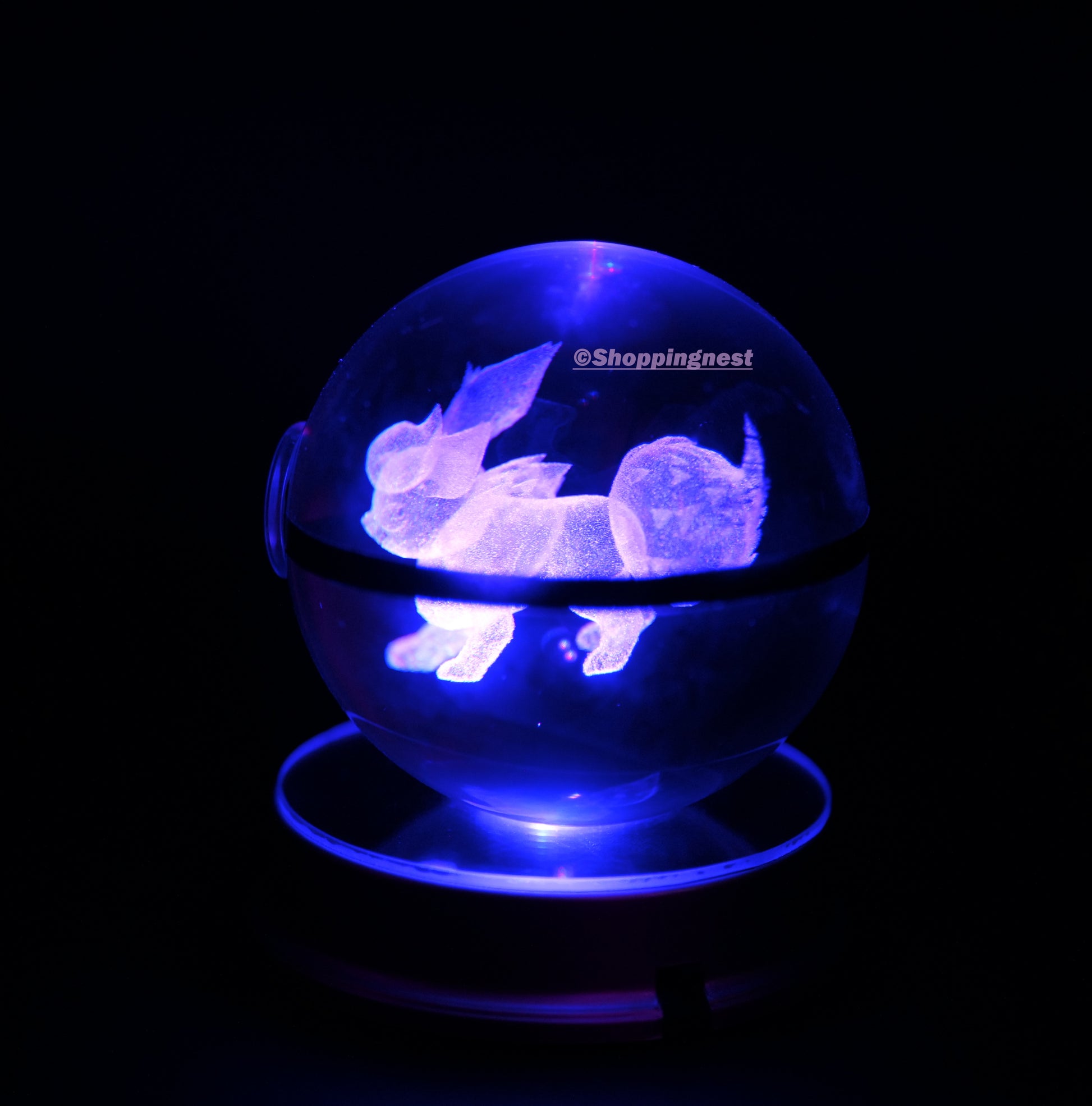 Flareon Crystal Poké Ball 3D with blue light 