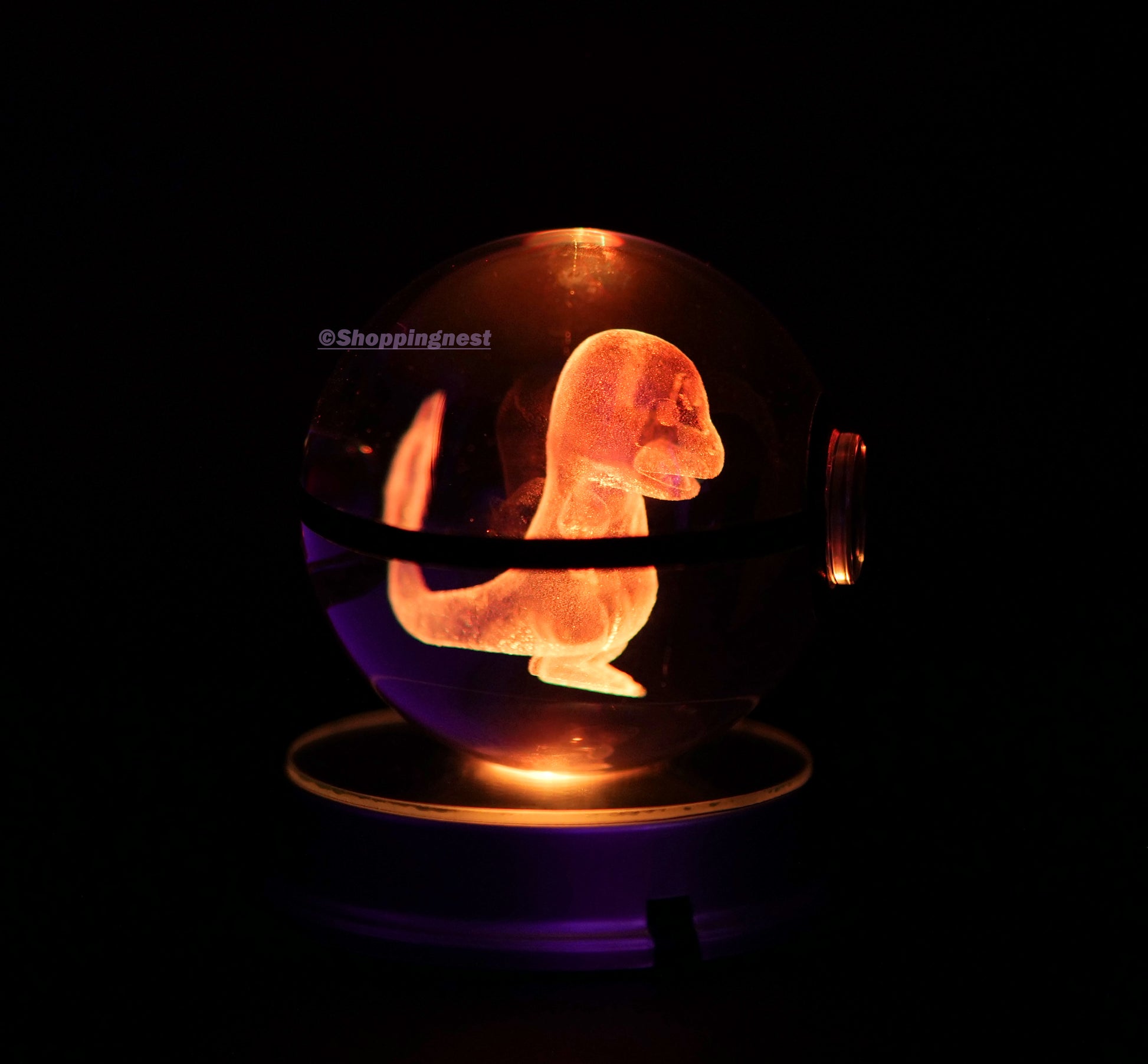  Charmander Crystal Poké Ball with pink light 