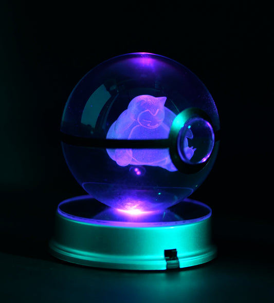 Snorlax Pokémon Crystal Poké Ball 3D with blue light 