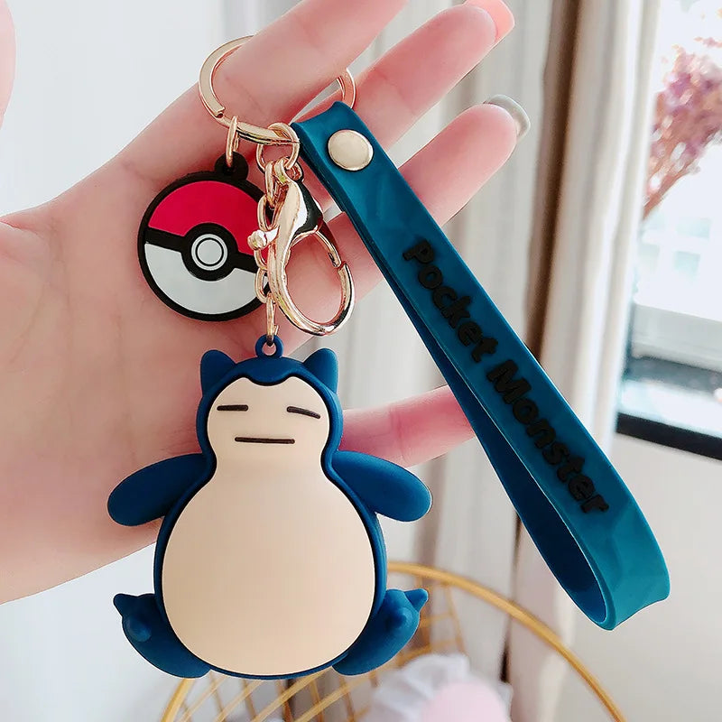 Cute 3D SNORLAX Silicone Lanyard Keychain | Adorable Pokémon Accessory