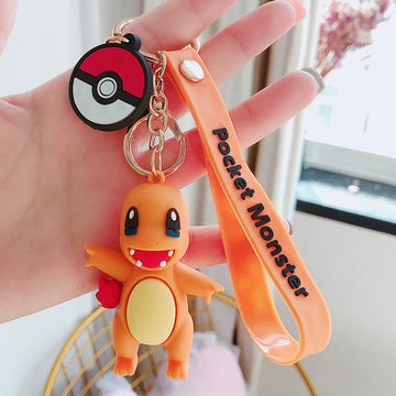 Cute 3D Charmander Silicone Lanyard Keychain | Adorable Pokémon Accessory |