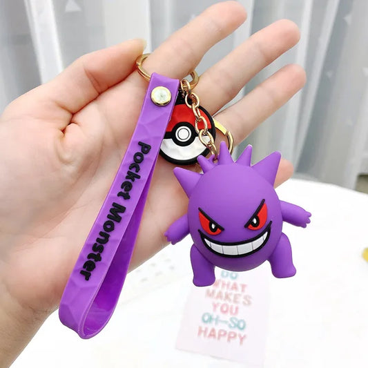 Cute 3D GENGAR Silicone Lanyard Keychain | Adorable Pokémon Accessory