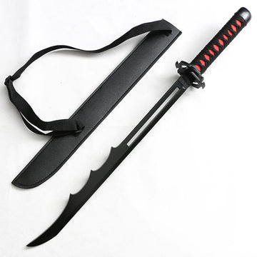 Bleach Kurosaki Ichigo Zangetsu Blade Leather cover Katana for Cosplay Wooden | 105 Cms |