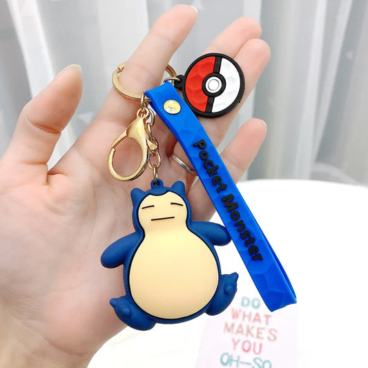 Cute 3D SNORLAX Silicone Lanyard Keychain | Adorable Pokémon Accessory