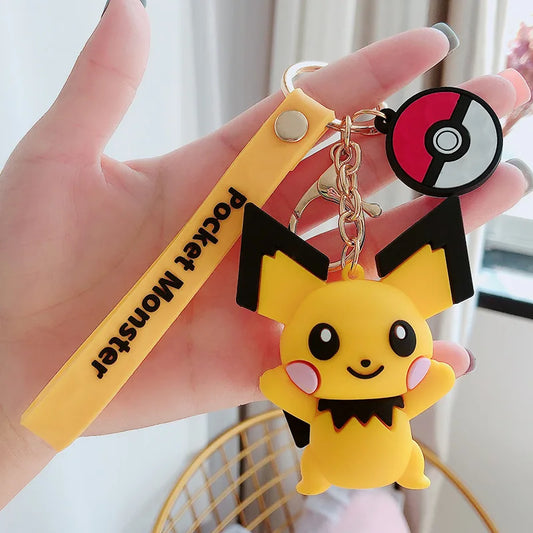 Cute 3D Pichu Silicone Lanyard Keychain | Adorable Pokémon Accessory |