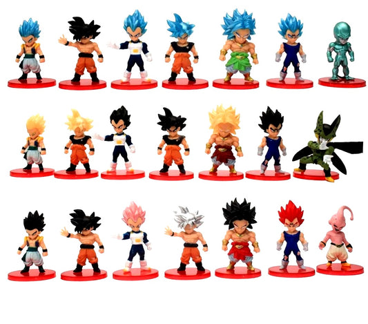 DBZ Set Of 21 Action Figures PVC Model Anime Figurines  | 7-8 Cms |